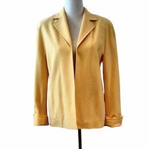 Escada Womens Vtg Yellow Wool Nylon Open Front Pockets Lined Blazer 38 (US M)